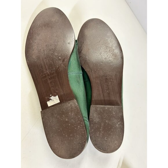 Vtg 9 West Nine West Green Womens Size 7.5M Leather Fringe Loafers Flats N-Sadie - Picture 7 of 8